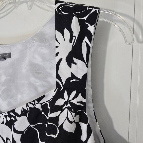 Ann Taylor Floral Linen Top Sleeveless Lined Sweetheart Neck Size 16 - Picture 10 of 11